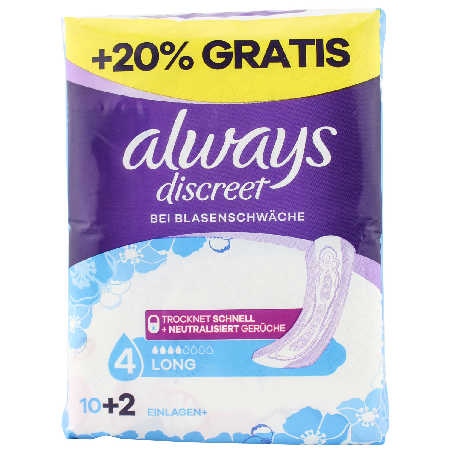 Always Discreet bei Blasenschwäche Long 10er-Pack + 2 Gratis