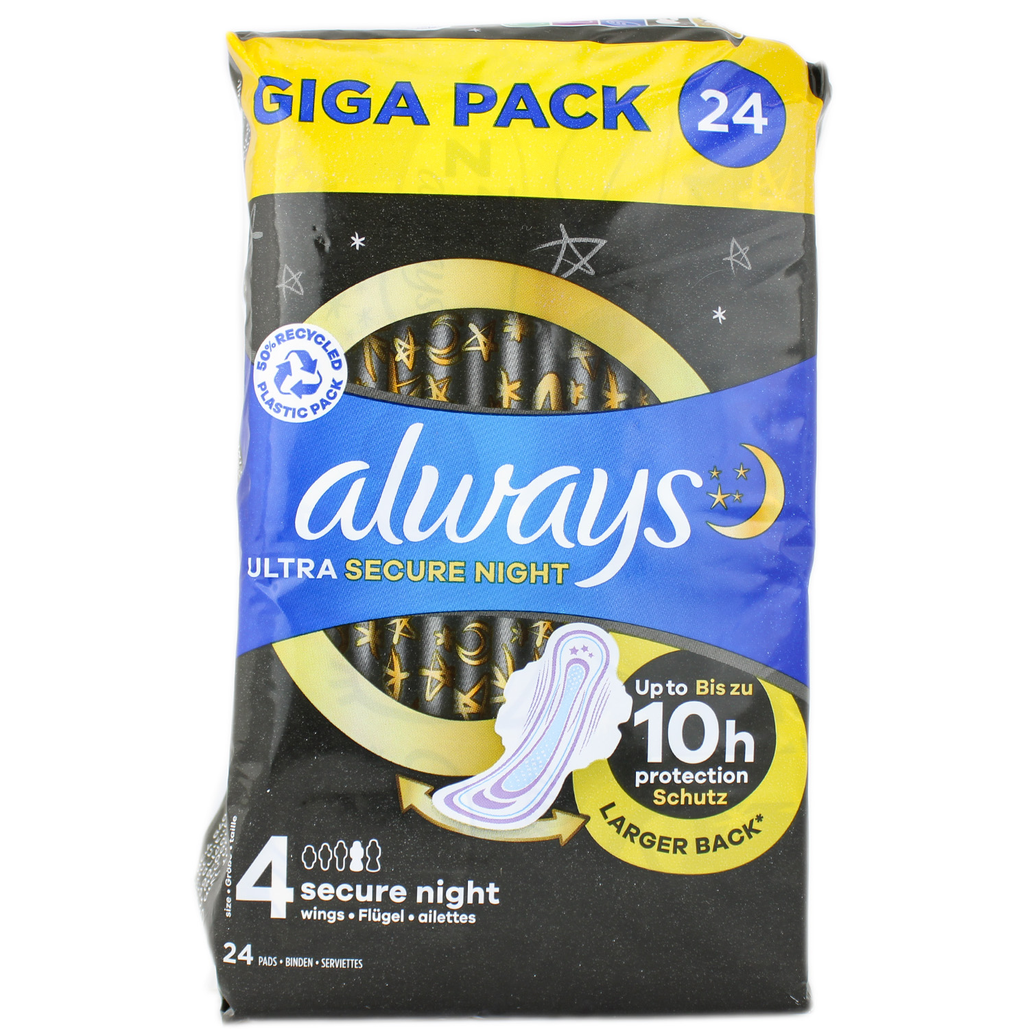 Always Ultra Secure Night Binden mit Flügeln 24er-Pack