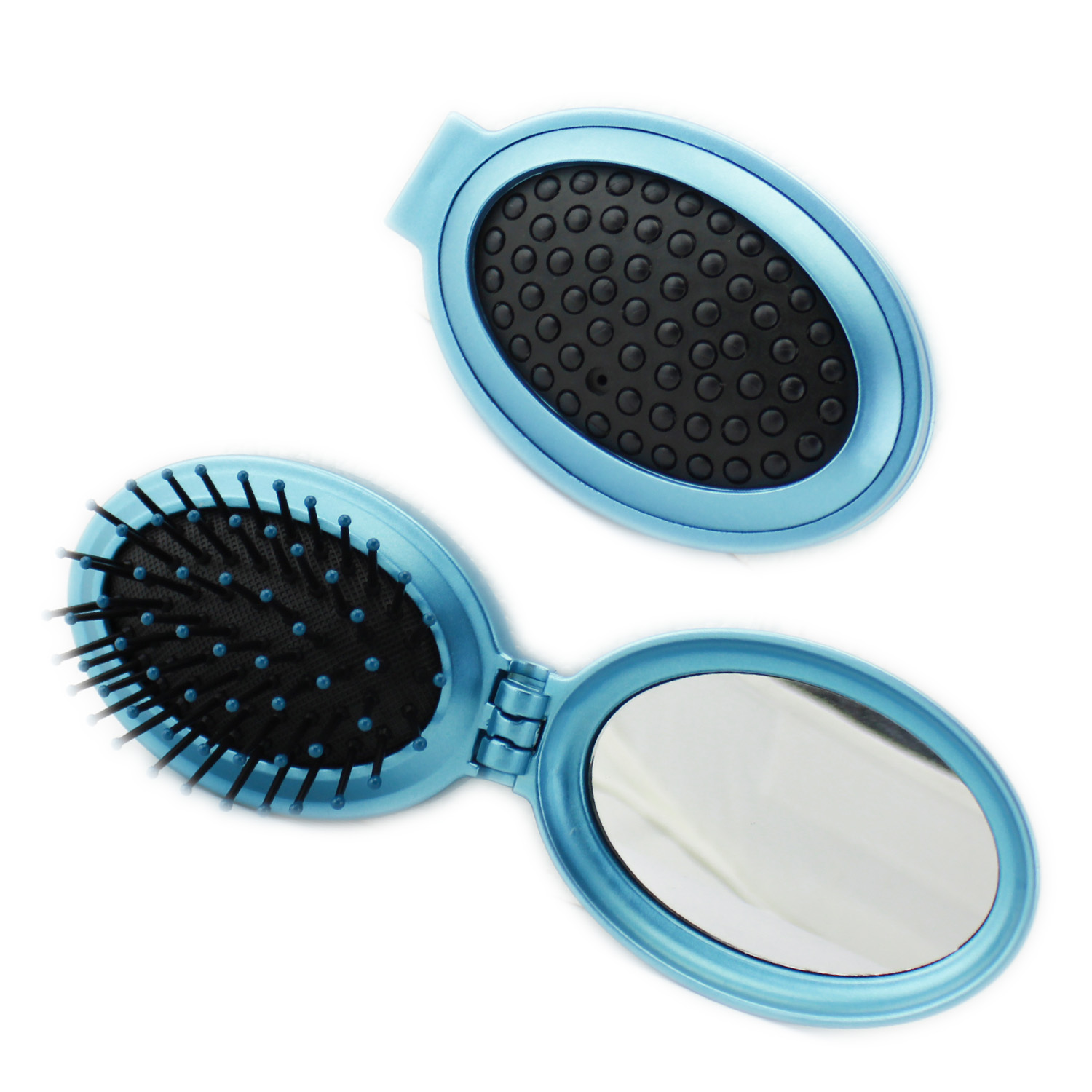 Elina Med Taschenspiegel Oval mit Haarbürste klappbar in Blau