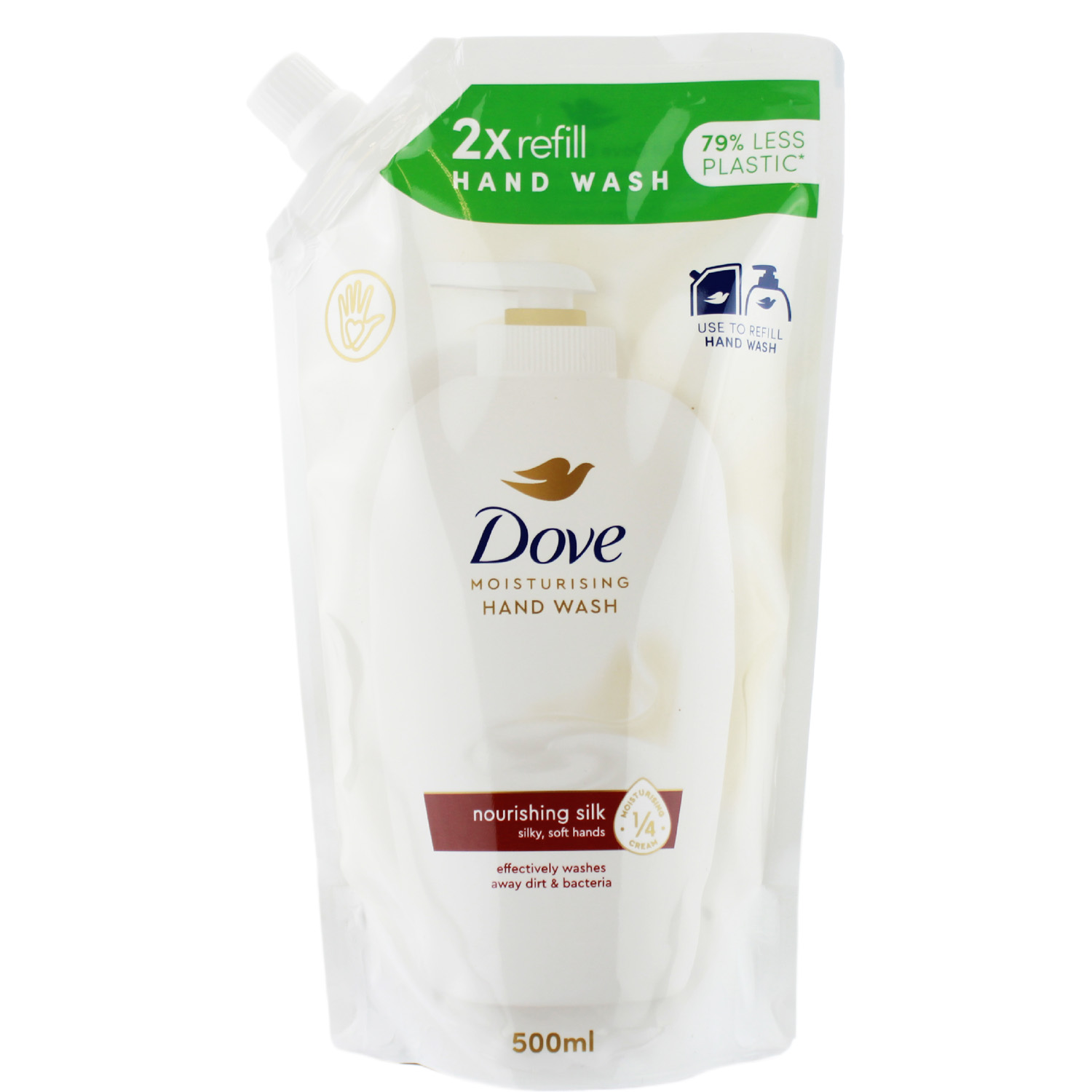 Dove Feuchtigkeitsspendende Hand-Waschlotion Nährende Seide im Nachfüllbeutel 500ml