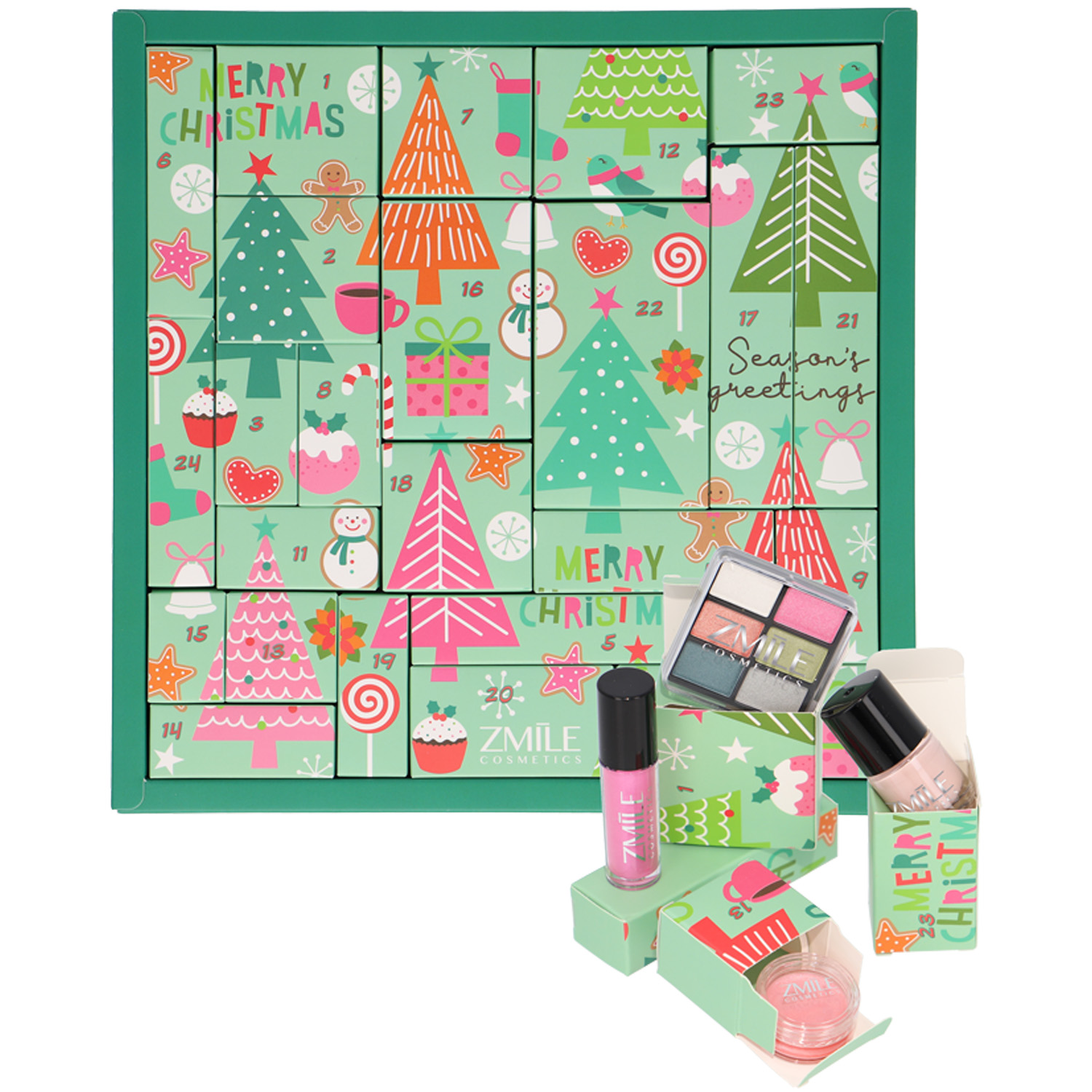 ZMILE Cosmetics Adventskalender Puzzle "Beautiful Pinetrees" gefüllt mit veganer Kosmetika & Accessoires