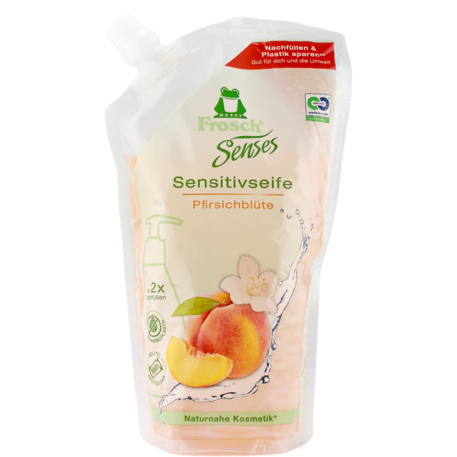 Frosch Senses Pfirsichblüte Sensitive-Seife im Nachfüllbeutel 500ml
