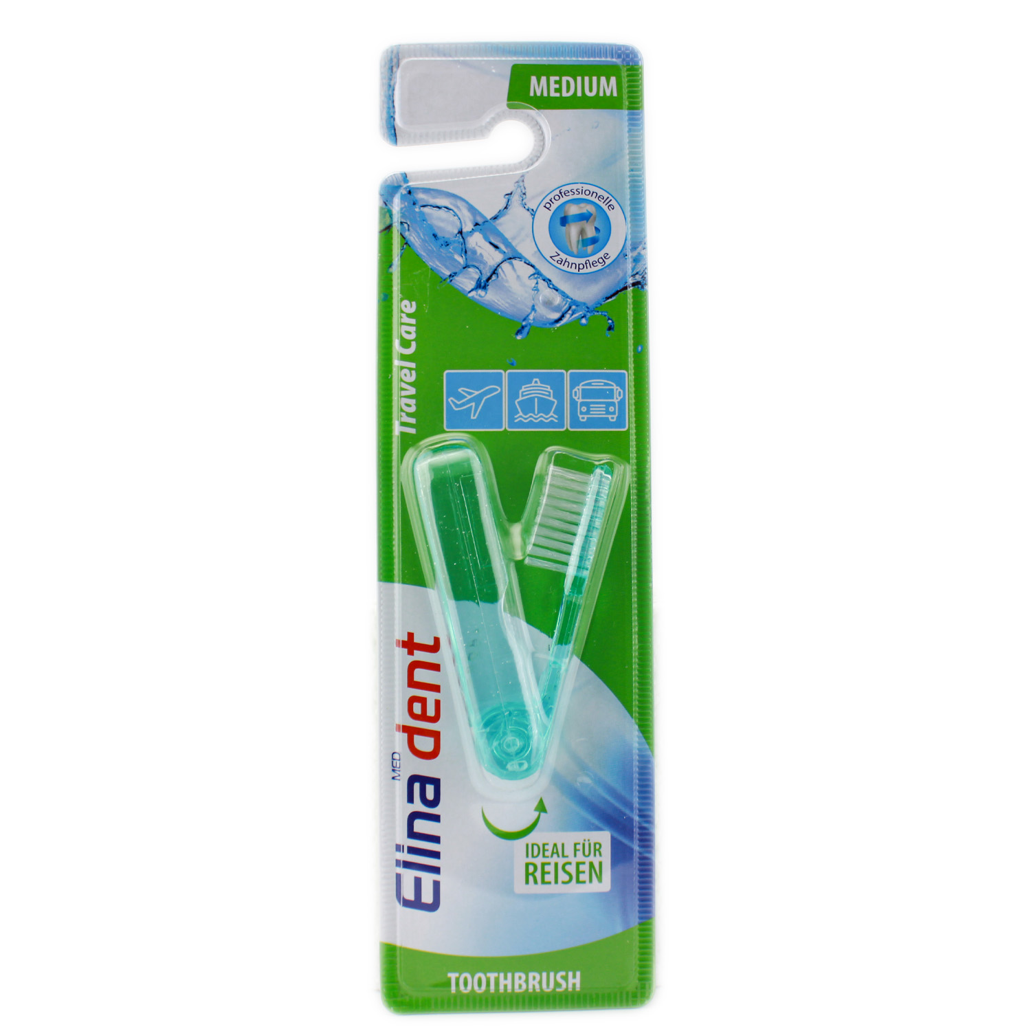 Elina Med dent Reisezahnbürste Medium klappbar in Grün