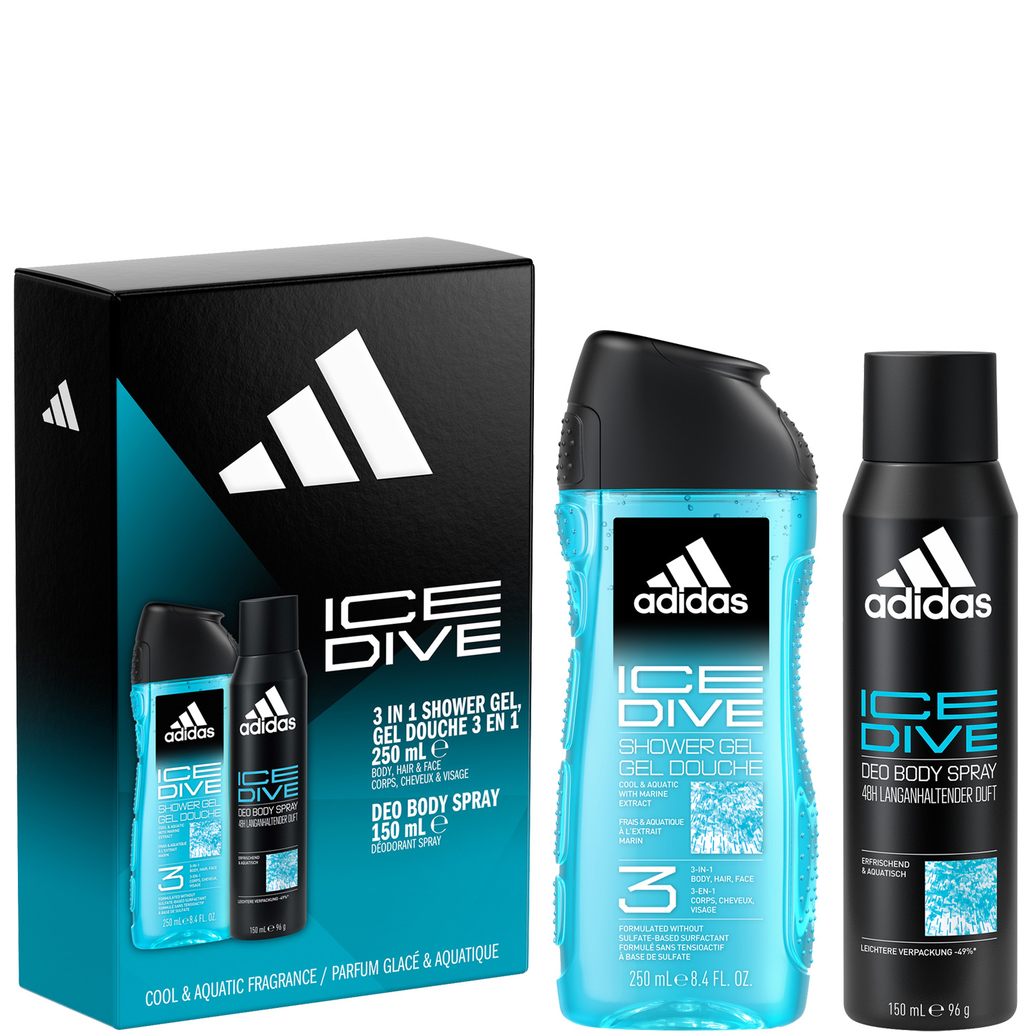 Adidas Ice Dive Set Shower Gel 250ml & Deodorant Bodyspray 150ml