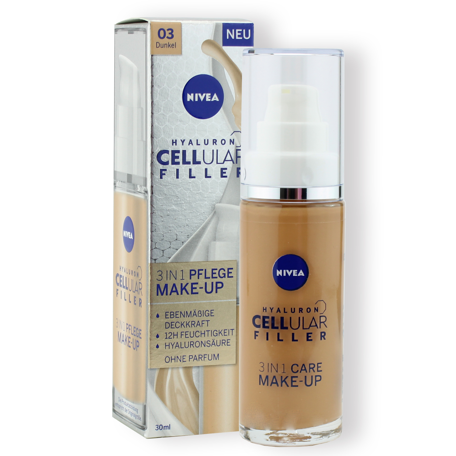 Nivea Hyaluron Cellular Filler 3in1 Pflege Make-up 03 Dunkel 30ml