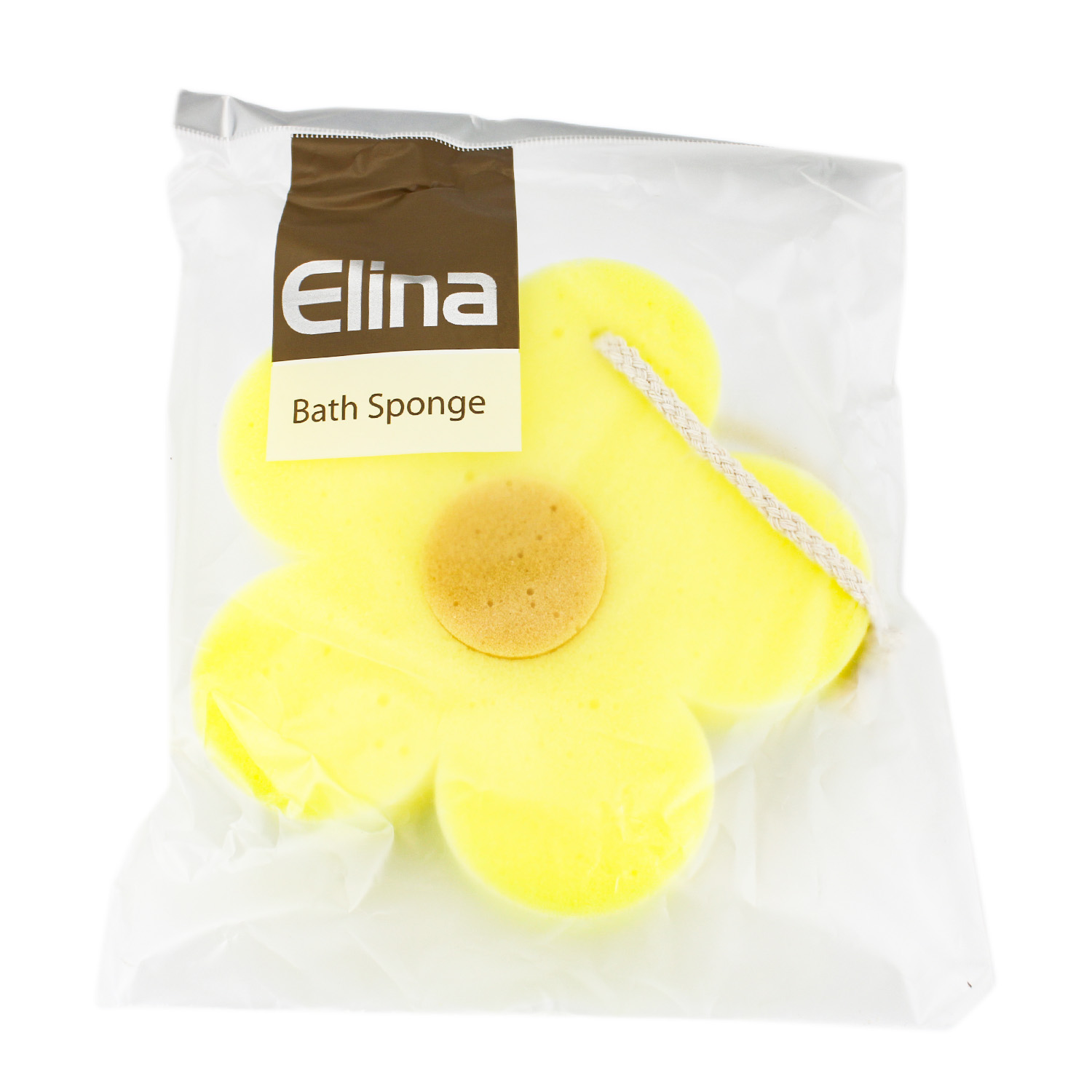 Elina med Badeschwamm in Blumenform Gelb