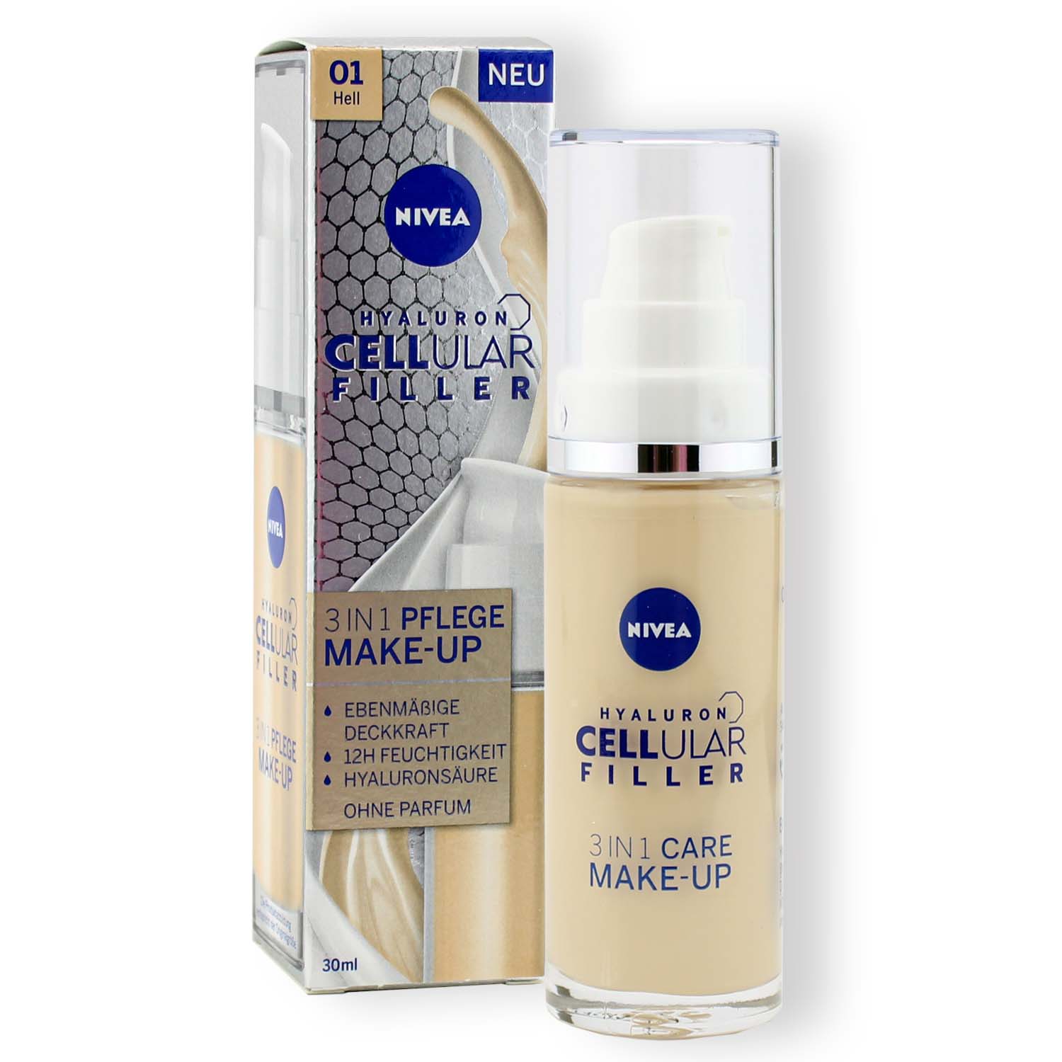 Nivea Hyaluron Cellular Filler 3in1 Pflege Make-up 01 Hell 30ml