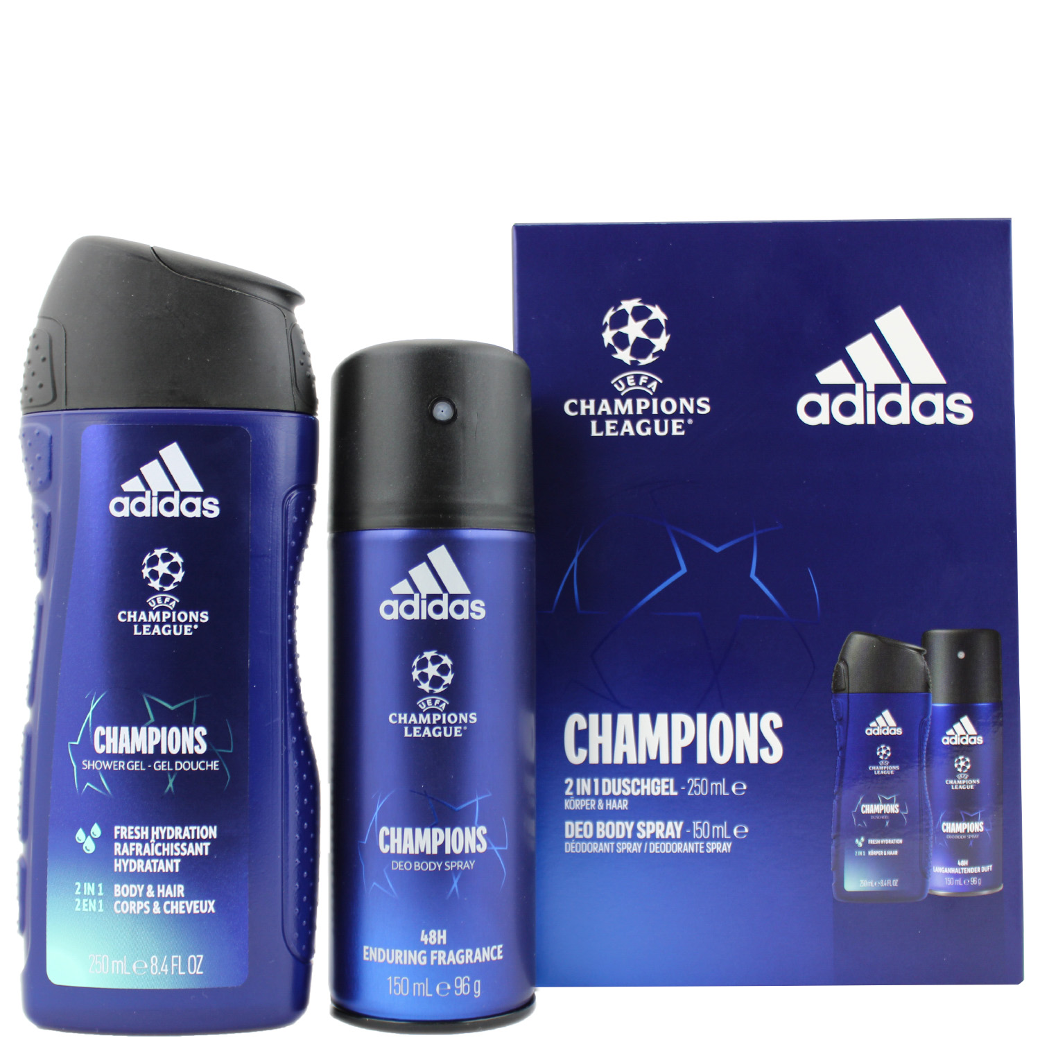 Adidas UEFA VIII Champions League Set Shower Gel 250ml & Deodorant Spray 150ml