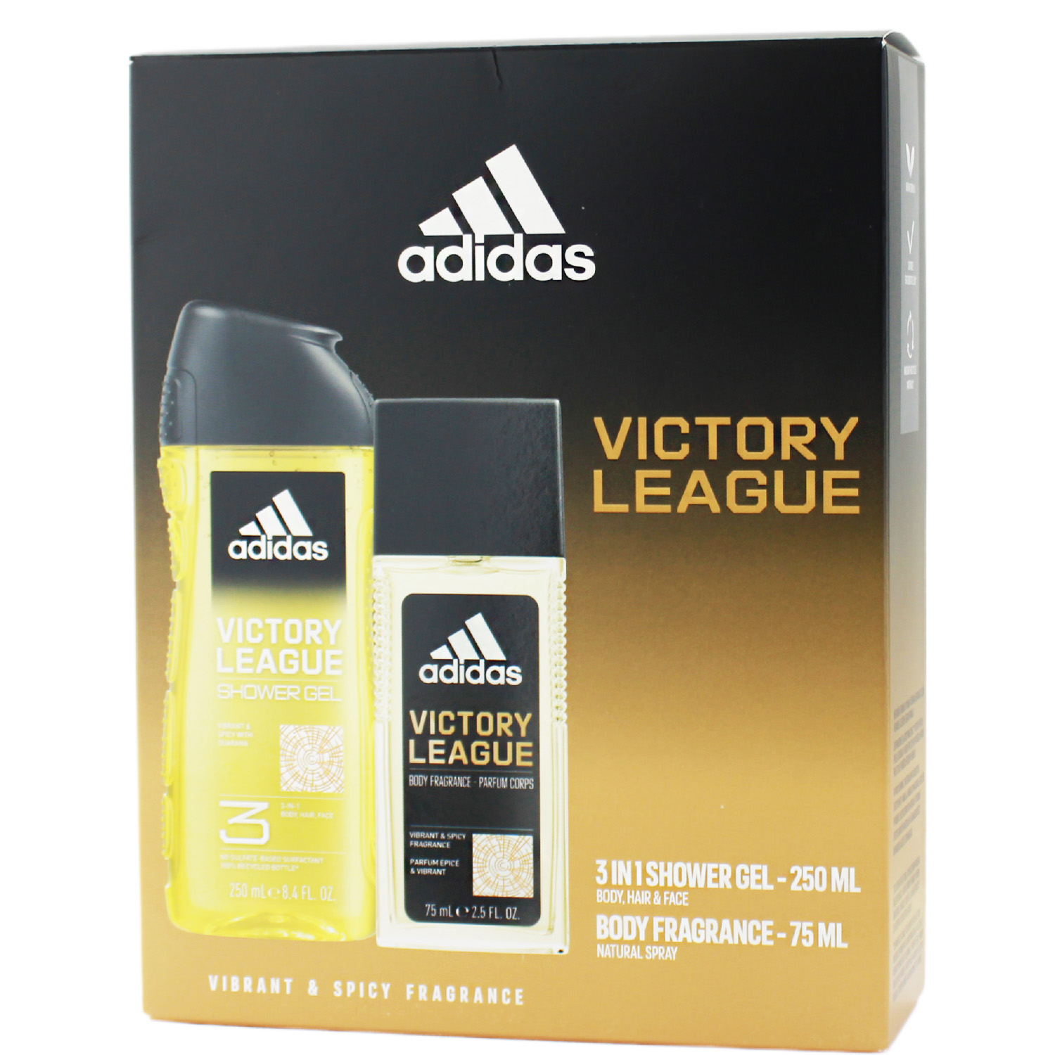 Adidas Victory League Set Shower Gel 250ml & Deodorant Body Fragrance 75ml