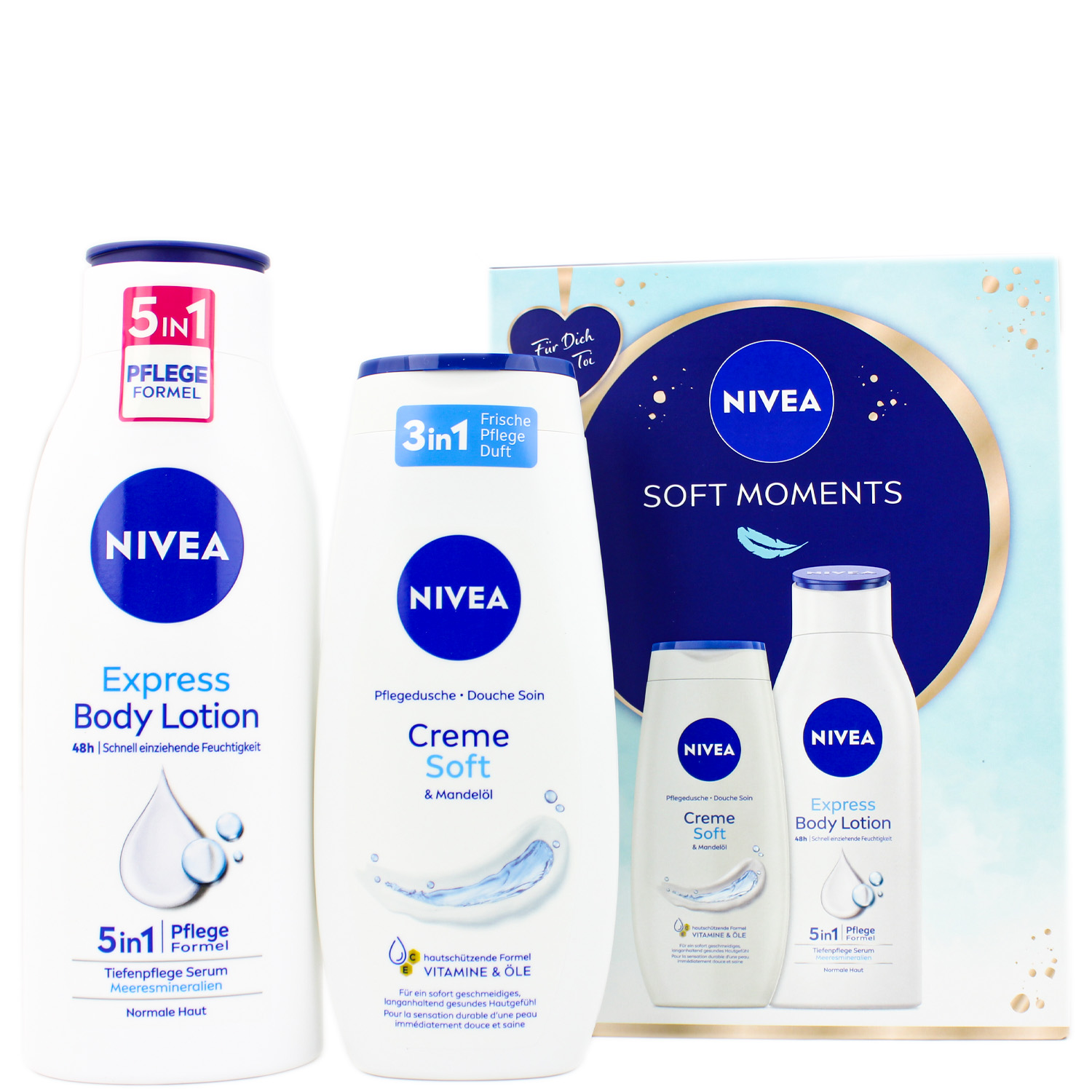 Nivea Soft Moments Set Express Body Lotion 400ml & Creme Soft Pflegedusche 250ml