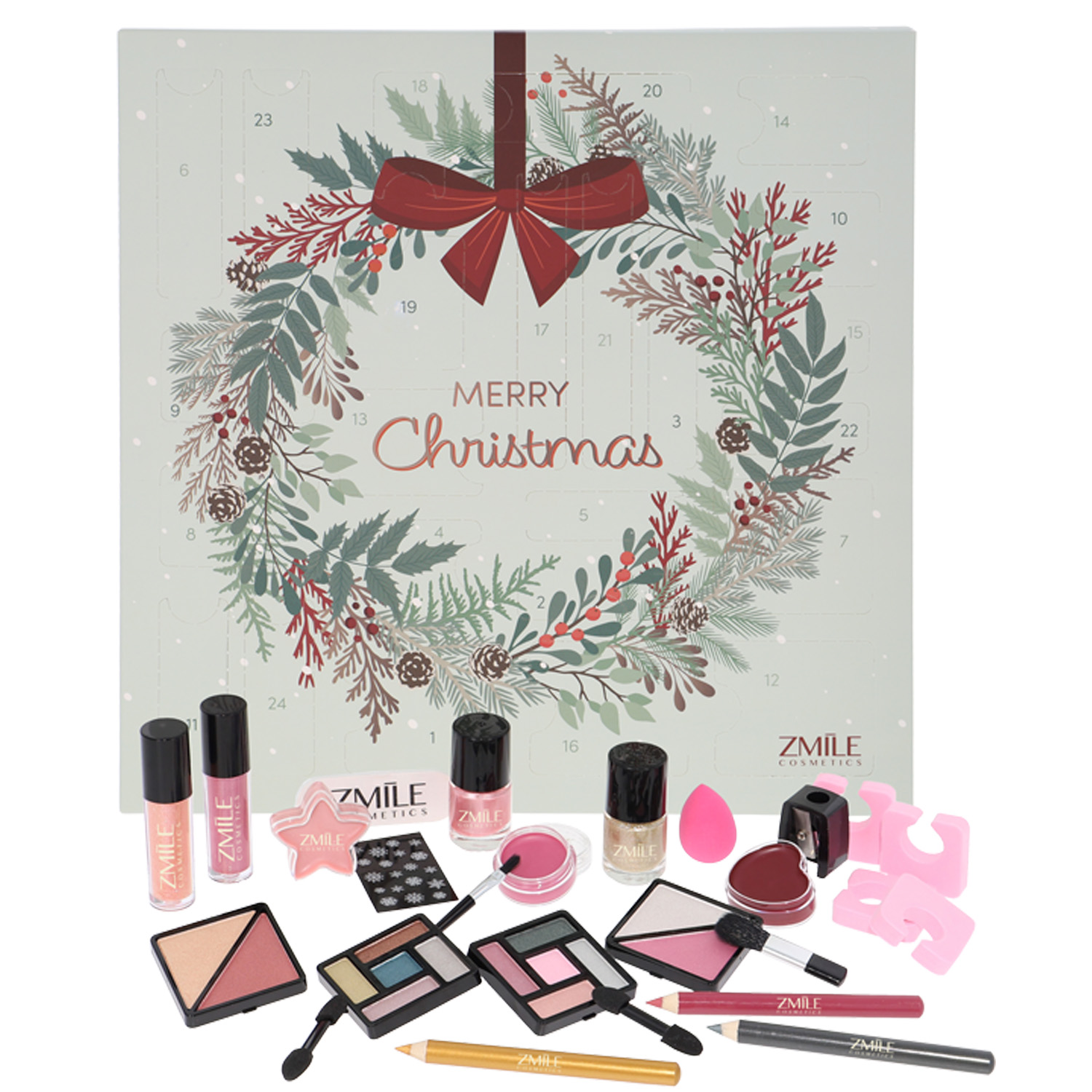 ZMILE Cosmetics Adventskalender "Jingle & Glow" gefüllt mit veganer Kosmetika & Accessoires