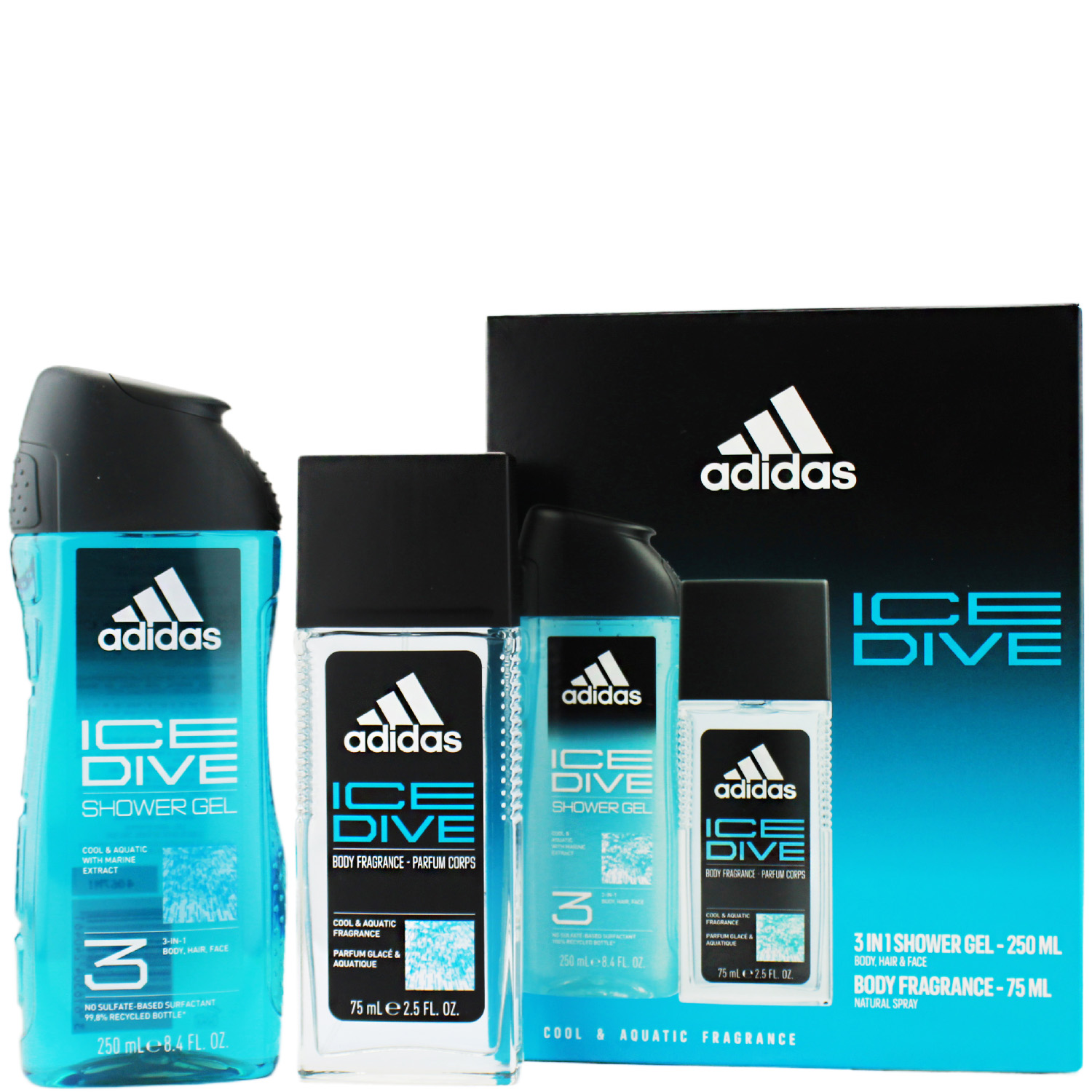 Adidas Ice Dive Set Shower Gel 250ml & Deodorant Body Fragrance 75ml