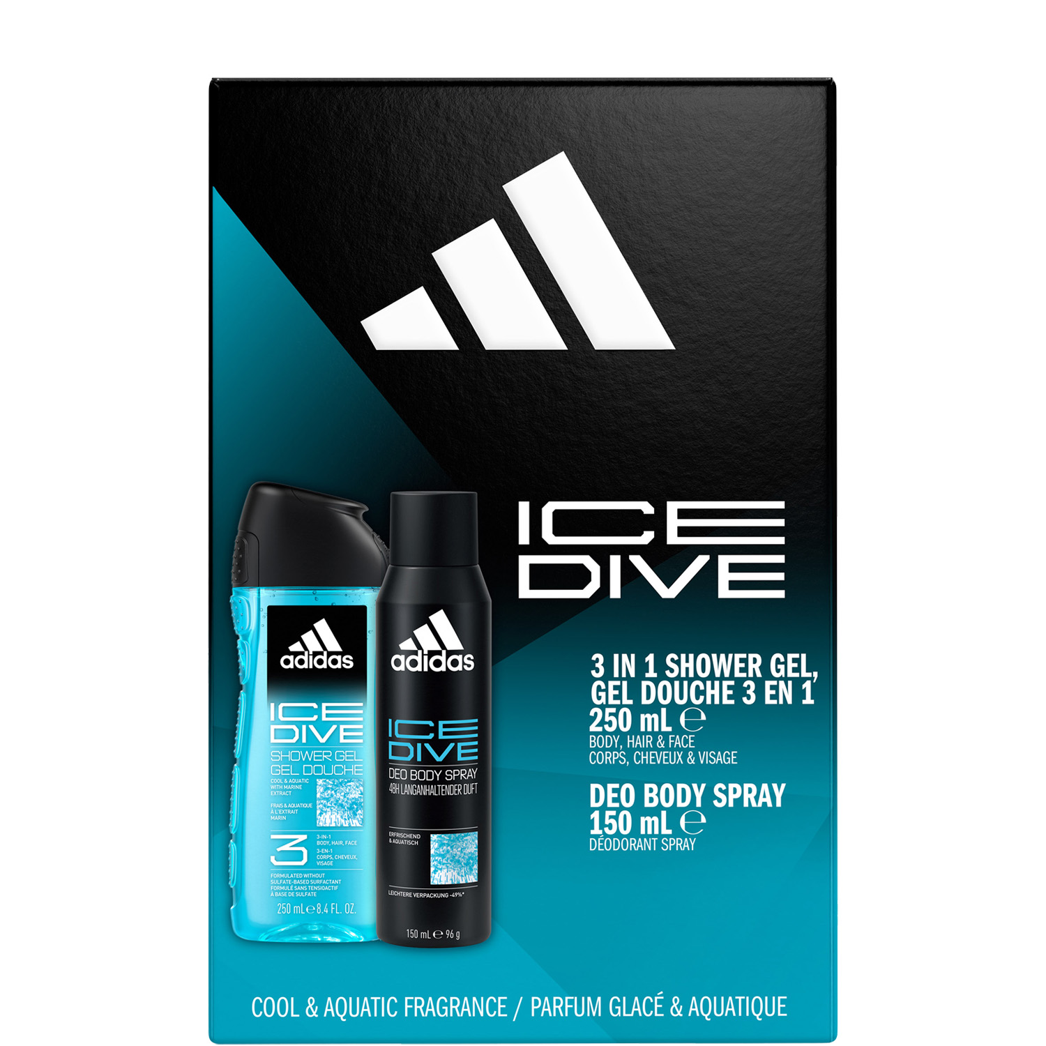Adidas Ice Dive Set Shower Gel 250ml & Deodorant Bodyspray 150ml