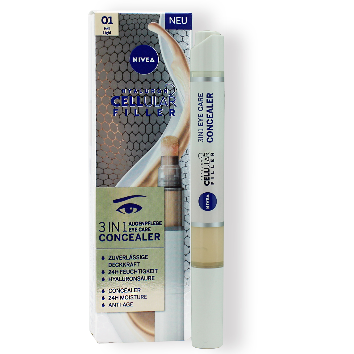 Nivea Hyaluron Cellular Filler 3in1 Augenpflege Concealer 01 Hell 4ml