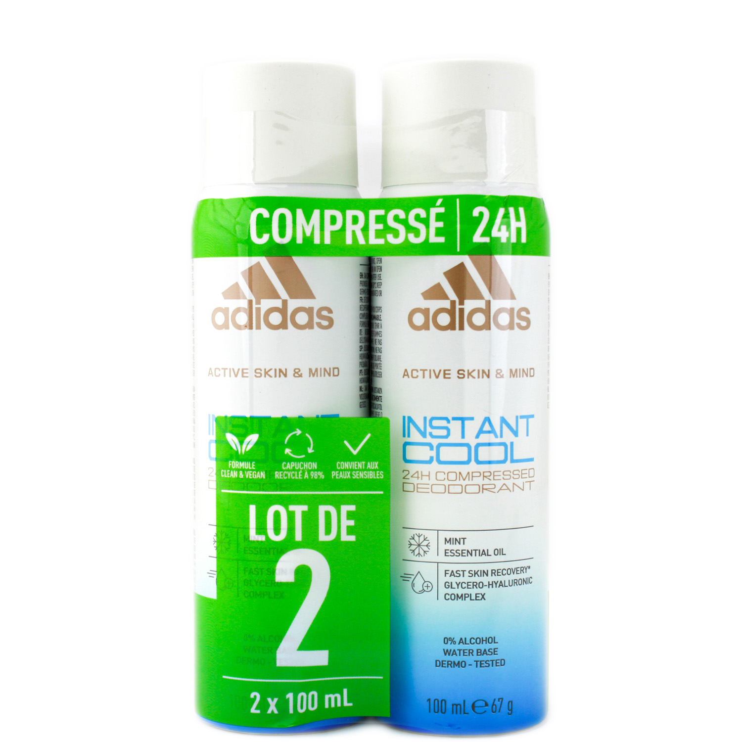 Adidas for Woman Instant Cool 24H Deodorant Spray 2x100ml Adidas for Woman Instant Cool 24H Deodorant Spray 2x100ml