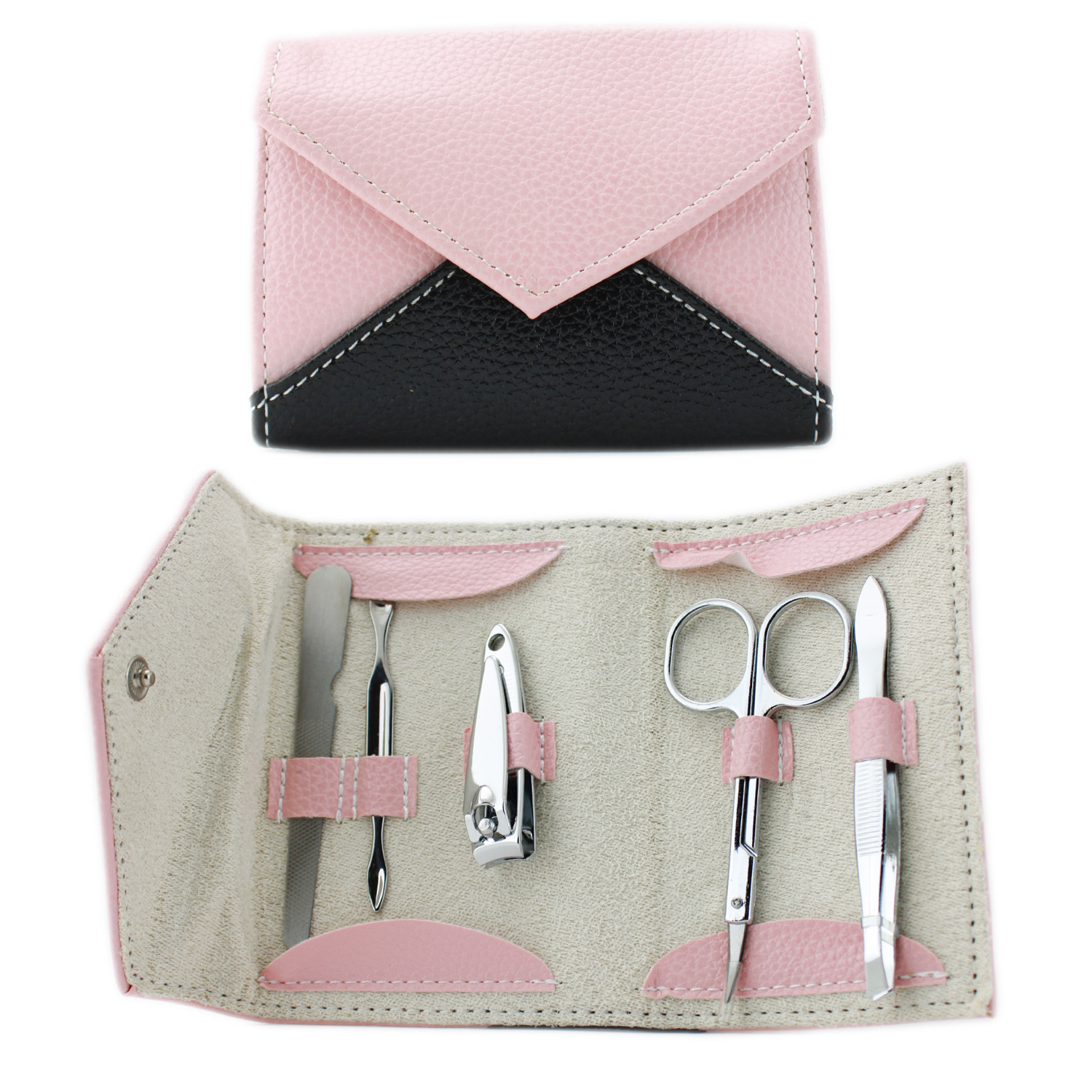 Manicure Set im Etui rosa/schwarz