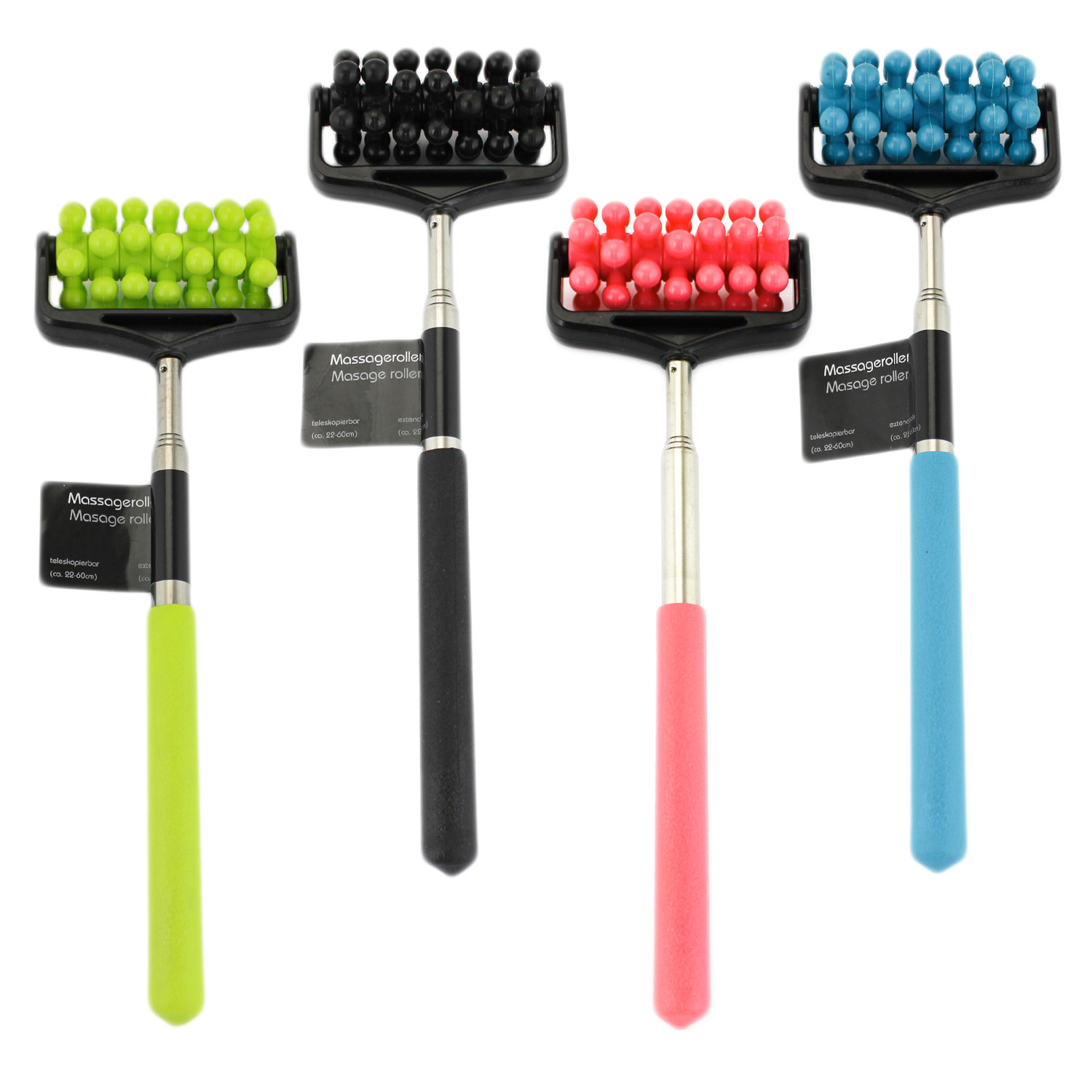 Massageroller mit Teleskopstiel (22-60cm) in verschiedenen Farben Massageroller mit Teleskopstiel (22-60cm) in verschiedenen Farben