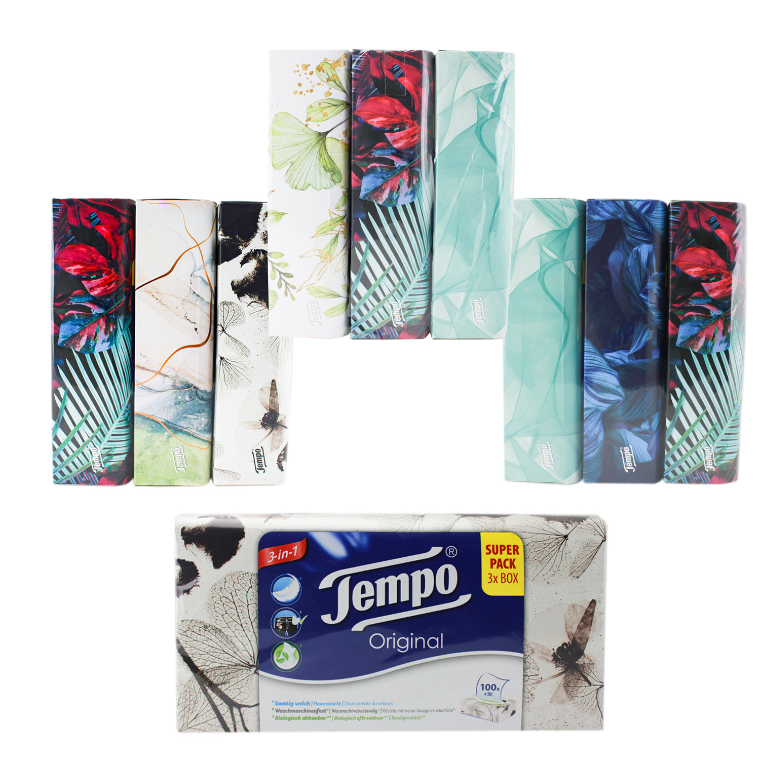 Tempo Original Taschentücher 4-lagig 3 x 100er-Box