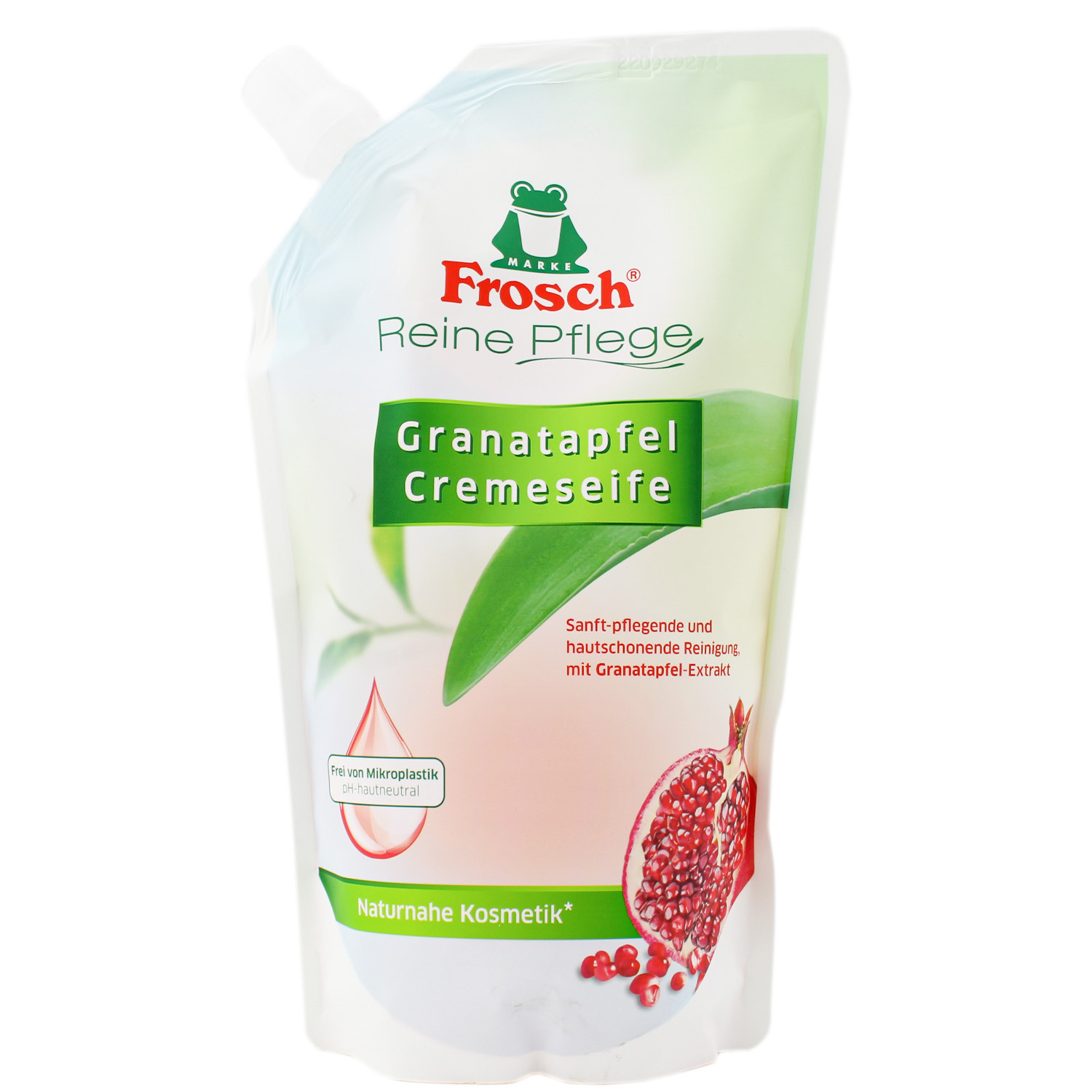 Frosch Reine Pflege Granatapfel Cremeseife im Nachfüllbeutel 500ml Frosch Reine Pflege Granatapfel Cremeseife im Nachfüllbeutel 500ml