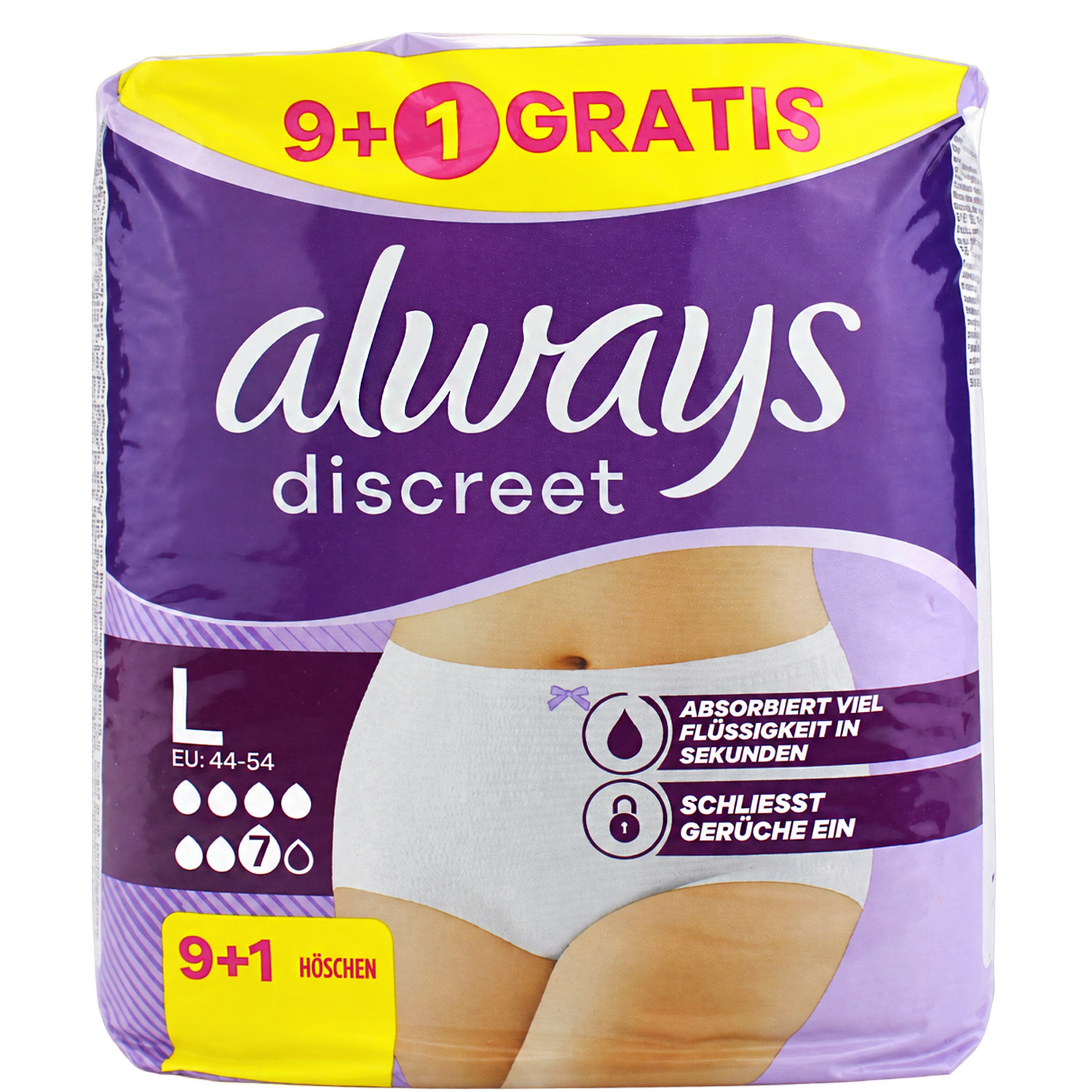 Always Discreet Pants Größe L 9er-Pack + 1 GRATIS