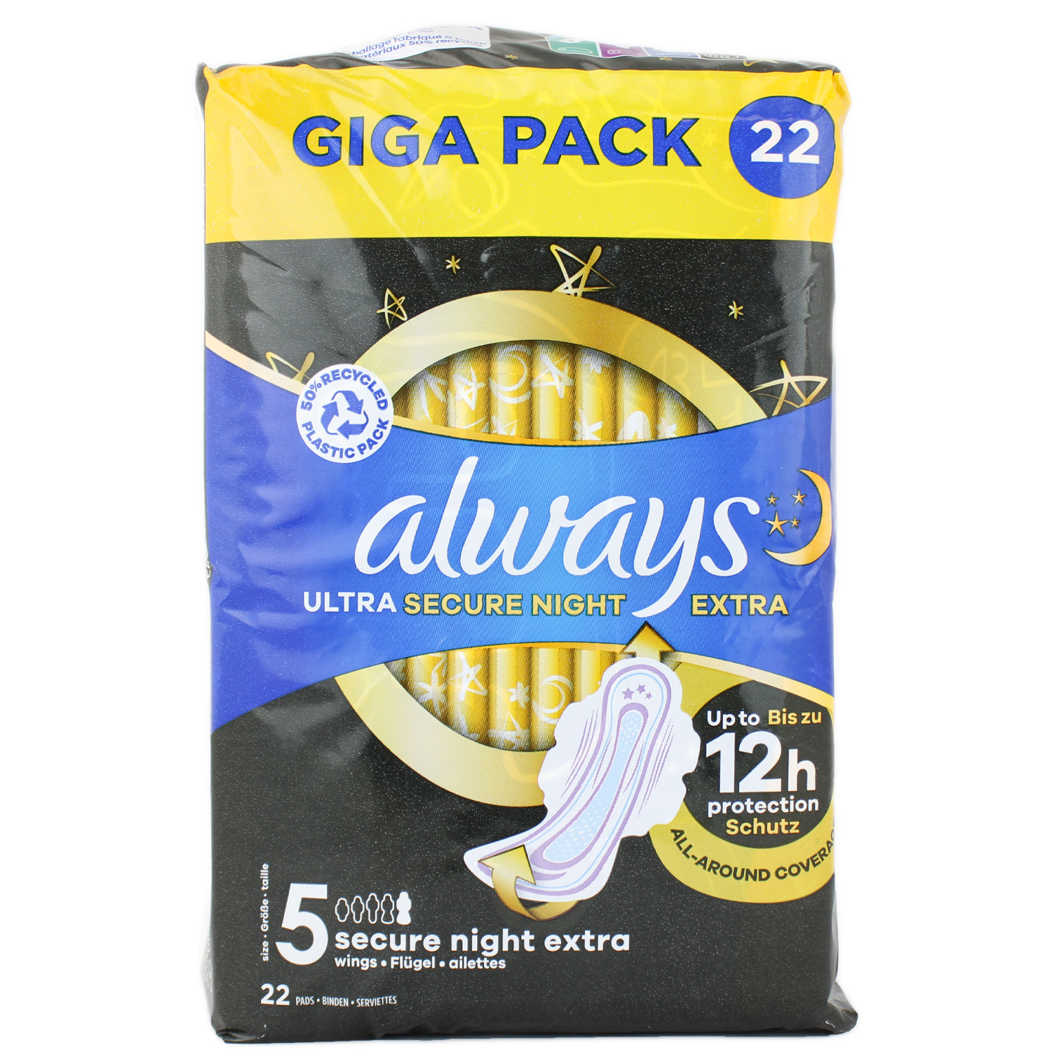 Always Ultra Secure Night Extra Binden mit Flügeln 22er-Pack