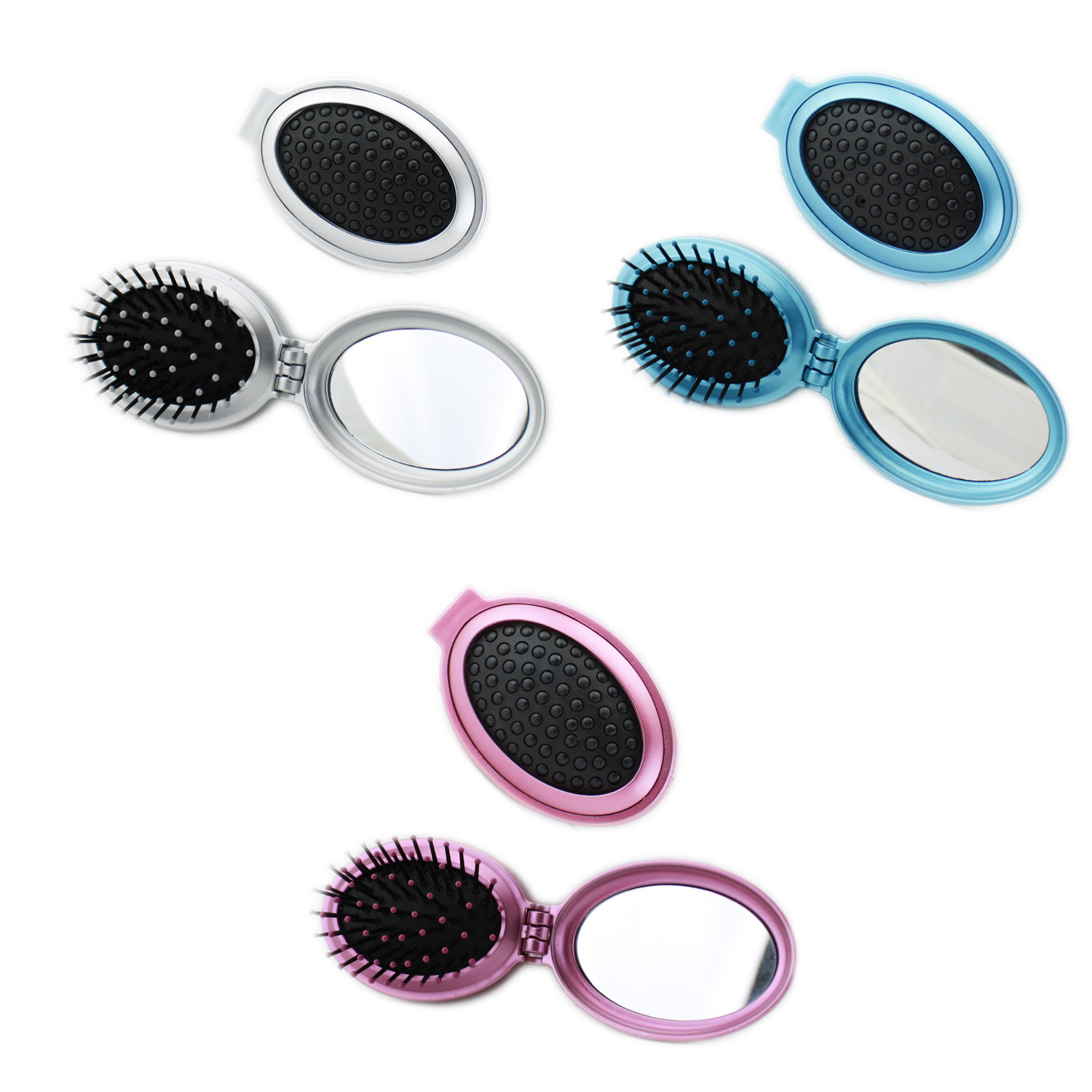Elina Med Taschenspiegel Oval mit Haarbürste klappbar Elina Med Taschenspiegel Oval mit Haarbürste klappbar