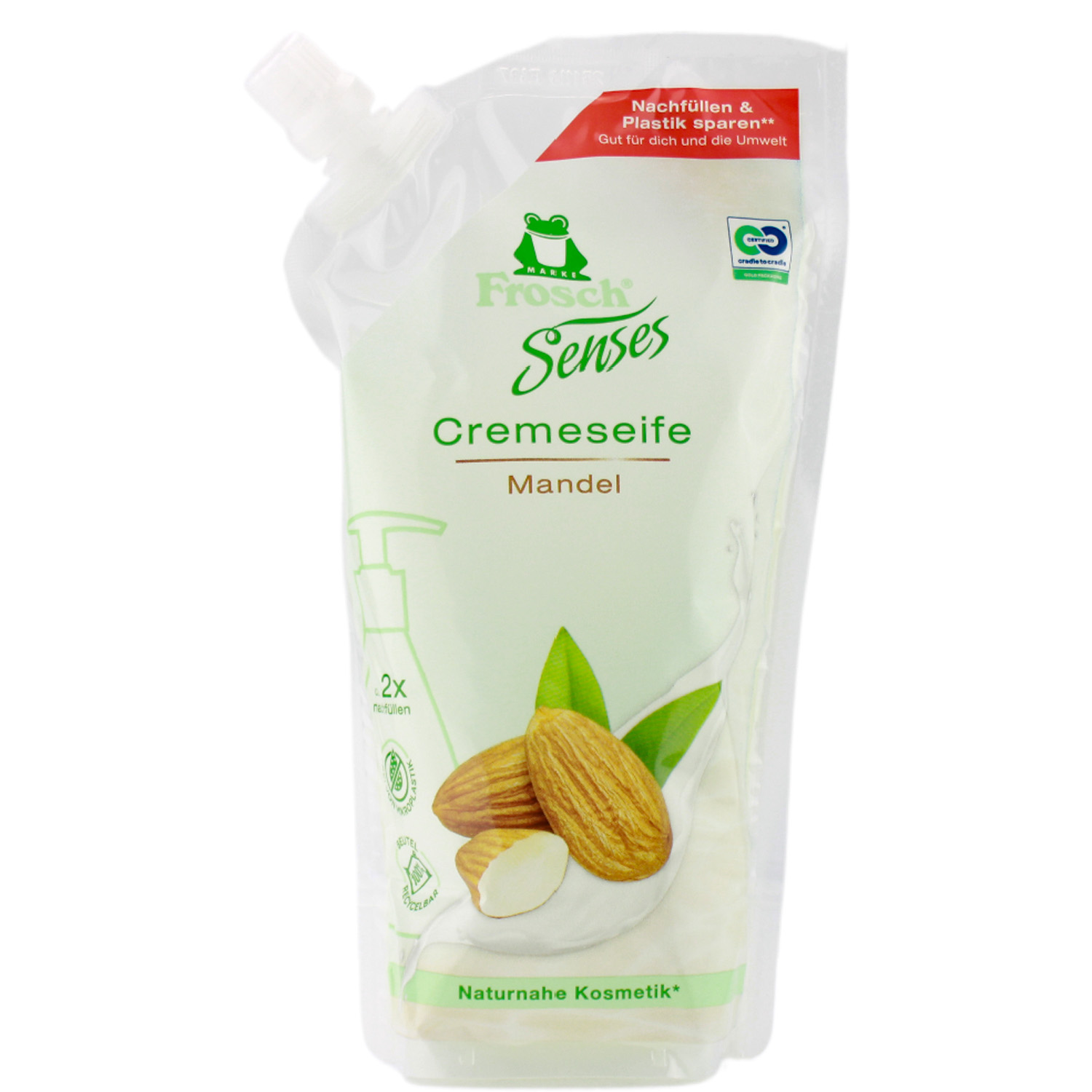Frosch Reine Pflege Mandelmilch Cremeseife im Nachfüllbeutel 500ml