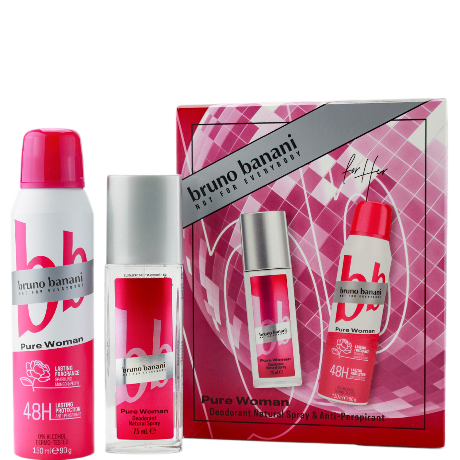 Bruno Banani Pure Woman Set Deodorant Spray Natural 75ml & Deodorant Spray Antitranspirant 150ml